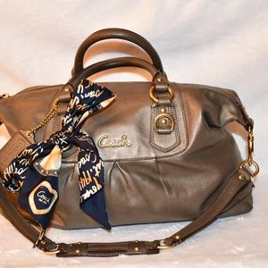 Coach Leather Purse with Coach Purse Scarf